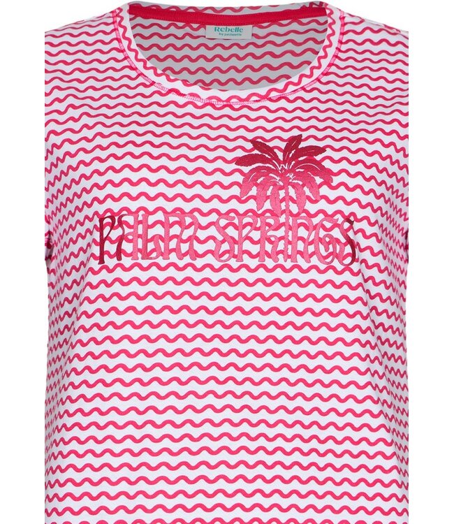 gestreept biologisch katoenen dames pyjama korte mouw palm waves