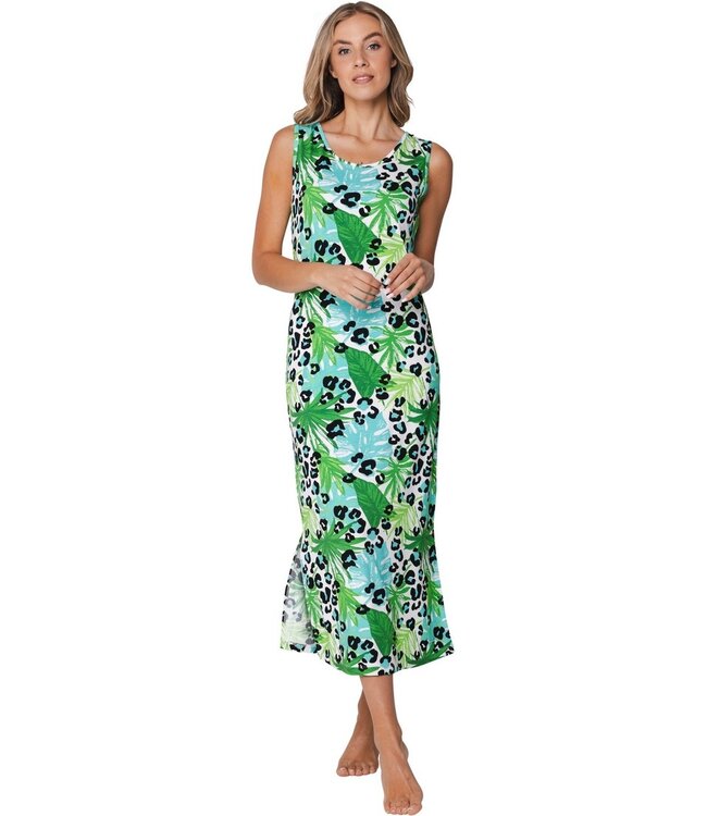 extra long green beachdress with pretty back detail paradise island