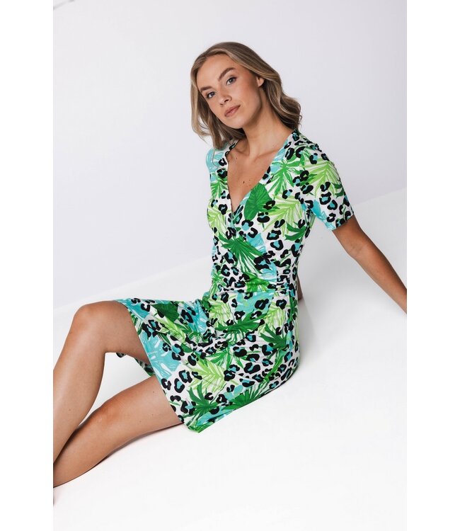 Groene extra lange strandjurk met rugdetail Paradise Island