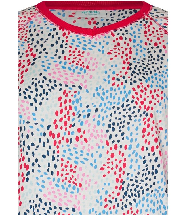 ladies v neck short sleeve organic cotton nightdrerss dotty swirl