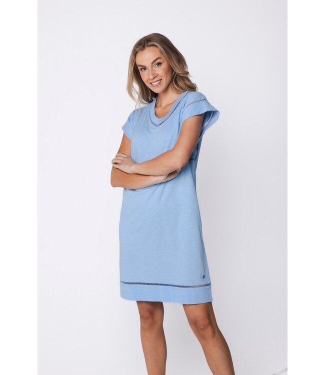 biologisch katoen dames nachthemd met V-hals Pretty Blue Detail