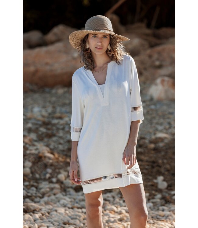offwhite v-hals strandtuniek met detail pure chic
