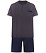men's dark blue cotton shorty set with buttons triangle trivia