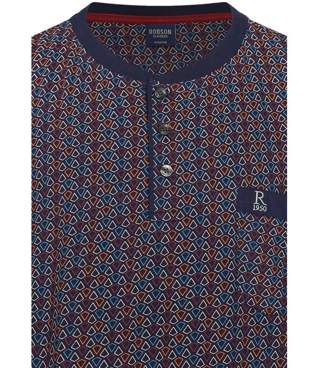 men's dark blue cotton shorty set with buttons triangle trivia