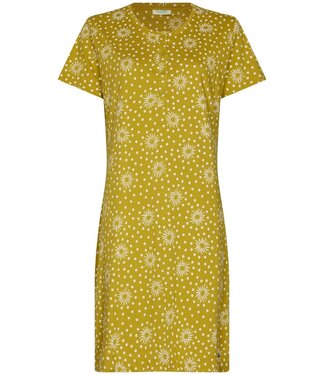 Rebelle groen biologisch katoenen dames nachthemd korte mouw dotty sunflower