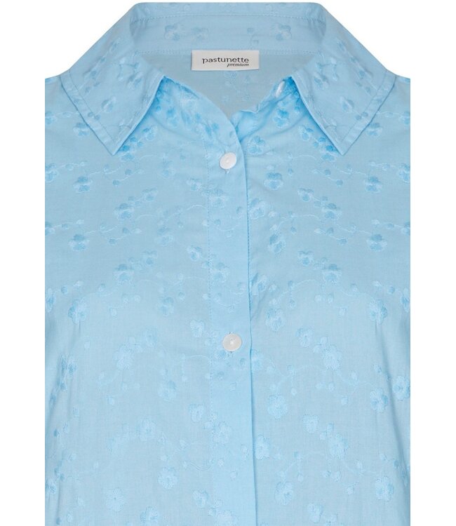 katoenen dames doorknoop nachthemd met korte mouwen Pretty Blue Flower