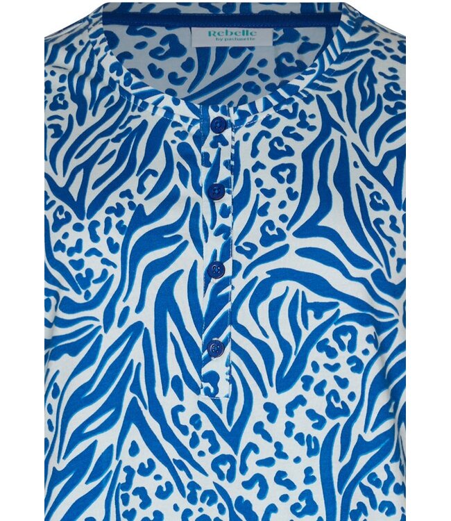 blauw biologisch katoenen dames nachthemd korte mouw true blue