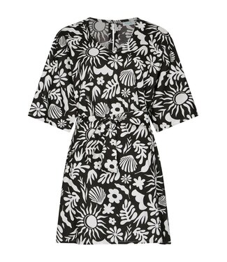 Rebelle Beach trendy geweven strand cover up met ceintuur fabulous beach flower
