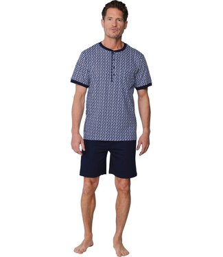 Pastunette for Men blauwe katoenen heren shortama met knopen Chain Link