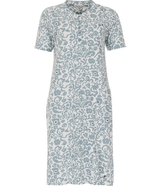 Pastunette biologisch katoenen dames nachthemd korte mouw met knopen Floral Art