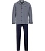 men's blue long sleeve full button cotton pyjama set chain link