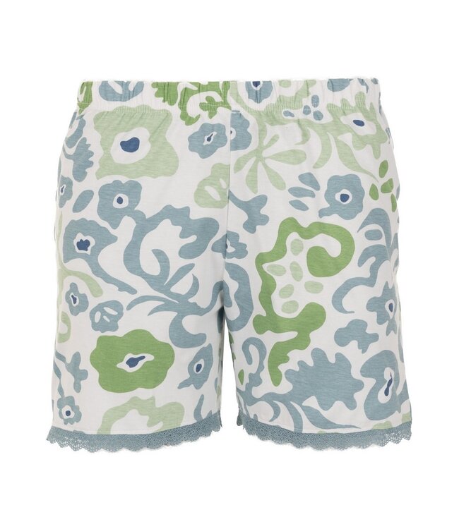 biologisch katoenen dames shorty set korte mouw met kant Floral Art