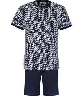 Pastunette for Men blauwe katoenen heren shortama met knopen Chain Link