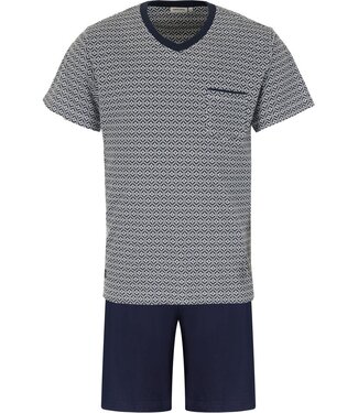 Pastunette for Men donkerblauwe heren shorty set van katoen met v-hals Cool Comfort