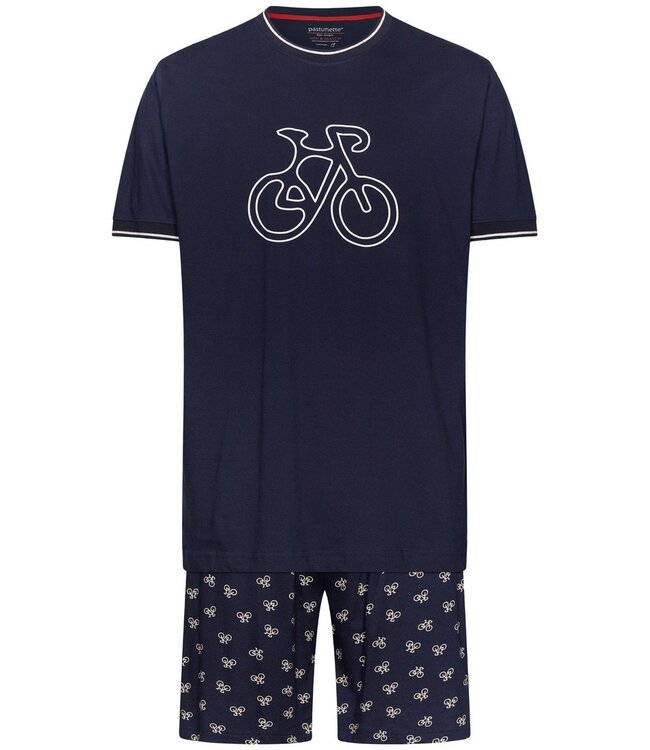 boys blue 100% cotton shorty set with round neck bike race