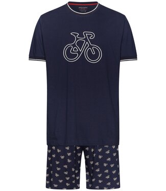 Pastunette jr boys blue 100% cotton shorty set with round neck bike race