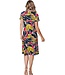 short sleeve dark blue floral beachdress tropical leaf