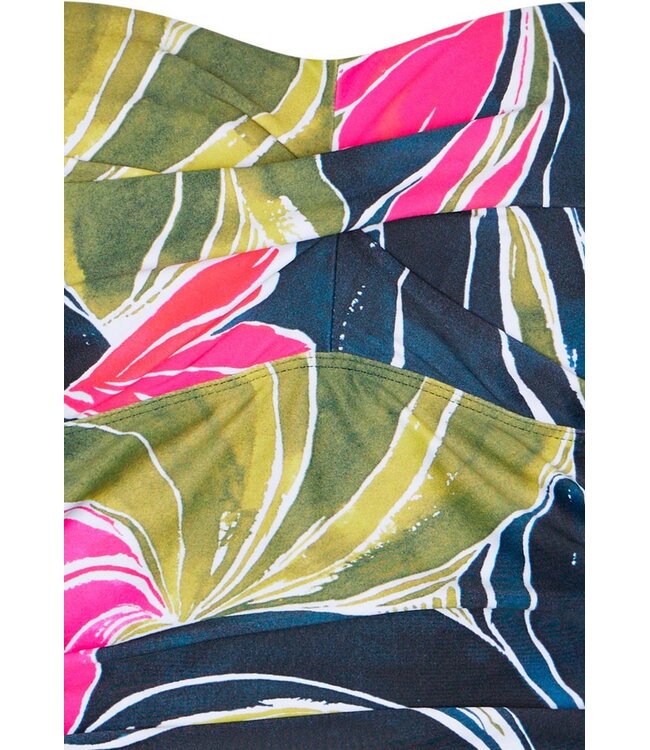 dark blue soft cup powernet scallop floral swimsuit tropical leaf