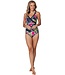badpak met soft cups en powernet tropical leaf