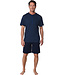 blauwe katoenen shorty set met knopen 'comfort men'
