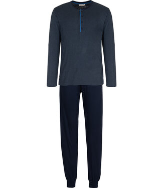 Pastunette for Men blauwe katoenen pyjama met knopen 'comfort men'