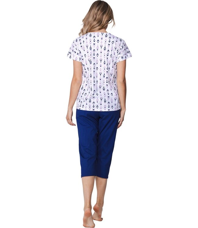 klassieke katoenen pyjama set met knopen Abstract Floral Jewel