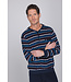 Dark blue cotton-terry men's pyjama with long sleeves Mixed Stripes