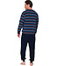 Dark blue cotton-terry men's pyjama with long sleeves Mixed Stripes
