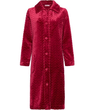 Pastunette Dark red fleece morning gown with collar Bordeaux Zigzag