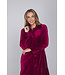 Dark red fleece morning gown with collar Bordeaux Zigzag