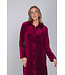 Donkerrode fleece ochtendjas met kraag Bordeaux Zigzag