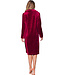 Donkerrode fleece ochtendjas met kraag Bordeaux Zigzag