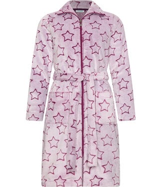 MyRebelle Dark purple fleece morning gown with zip long Fabulously Starry