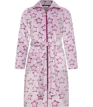 MyRebelle Donkerpaarse fleece ochtendjas met rits lang Fabulously Starry