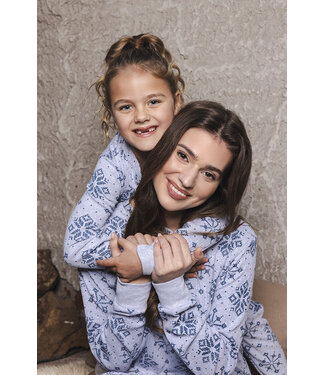 Rebelle Girls Donkerblauwe meisjes pyjama van wafelstof Snowflake Sparkle