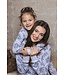 Donkerblauwe meisjes pyjama van wafelstof Snowflake Sparkle