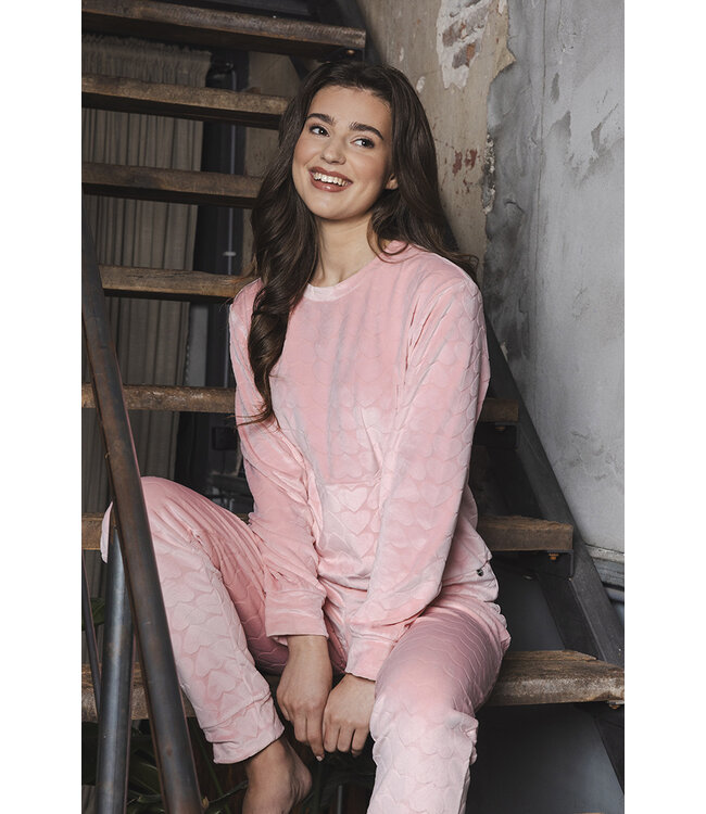 Light pink fleece pyjama with kangaroo pocket True Love