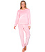 Lichtroze fleece pyjama met kangoeroe zak True Love