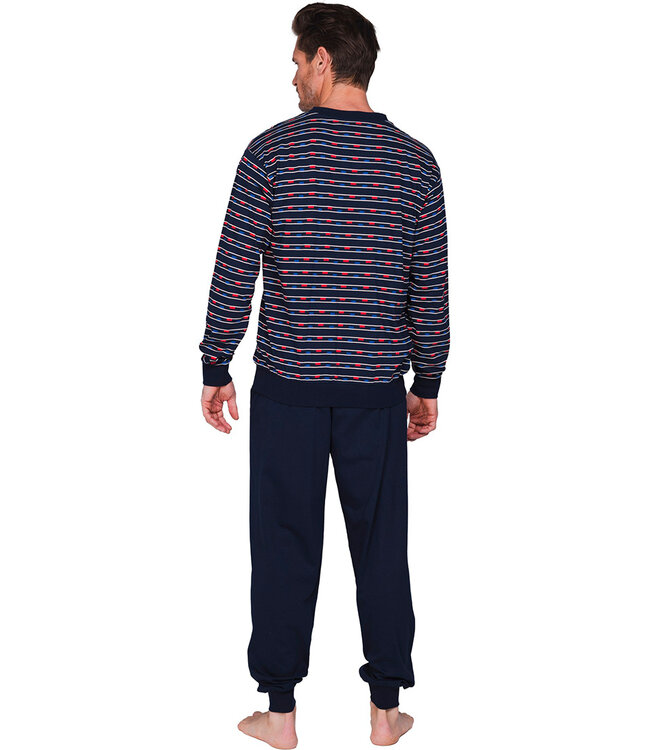 Dark blue cotton long sleeved men's pyjama Groovy Blocks