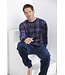 Dark blue fleece men's pyjama with long sleeves Modern Check