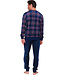 Dark blue fleece men's pyjama with long sleeves Modern Check
