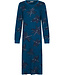 Donkerblauw katoenen nachthemd met boorden lange mouwen Fancy Floral