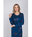 Donkerblauw katoenen nachthemd met boorden lange mouwen Fancy Floral