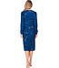 Donkerblauw katoenen nachthemd met boorden lange mouwen Fancy Floral
