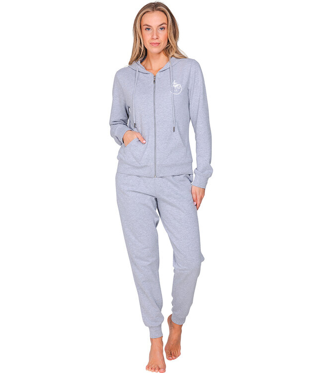 Grijs french terry huispak met rits en capuchon So Comfy