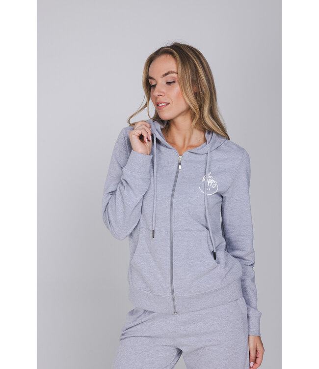 Grijs french terry huispak met rits en capuchon So Comfy