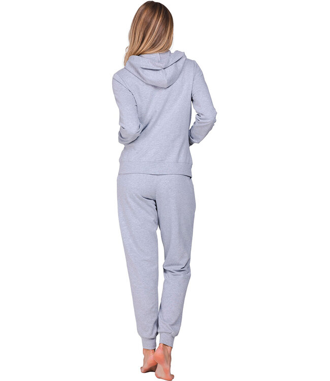 Grey french terry homesuit with zip and hood So Comfy