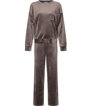 MyRebelle Donkergrijze fleece pyjama met borstzakje Fabulously Chic