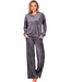 Donkergrijze fleece pyjama met borstzakje Fabulously Chic