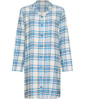 MyRebelle Blauw nachthemd van katoen-flanel met knoopsluiting Trendy Check